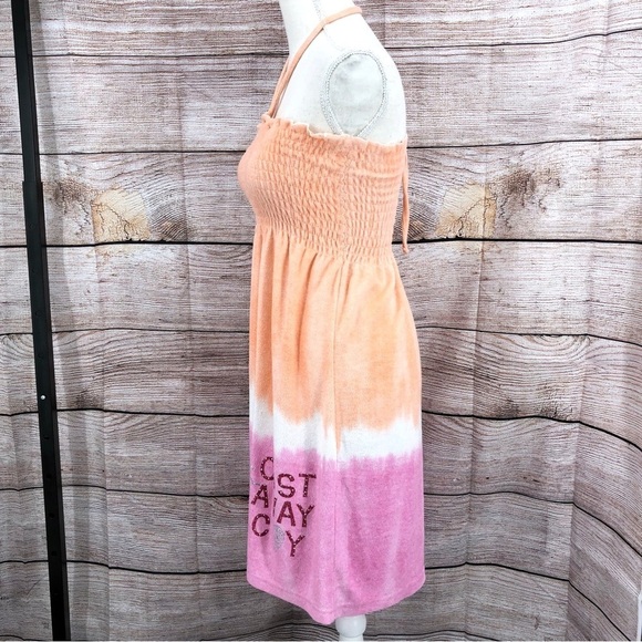 Disney Cast Away Cay Pink and Orange Ombre Terrycloth Swim Coverup Dress Size M - Picture 3 of 9